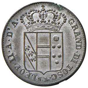 obverse: Firenze. Leopoldo II di Lorena (1824-1859). Da 5 quattrini 1830 MI. Pagani 174. MIR 463/4. Rara. Piccola mancanza di metallo sul bordo, altrimenti SPL