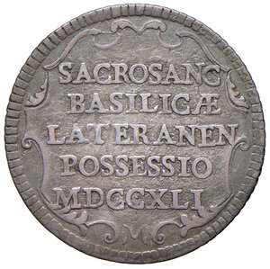 reverse: Benedetto XIV (1740-1758). Roma. Giulio del Possesso 1741 anno I AG gr. 2,74. Muntoni 52. Berman 2744. MIR 2577/1. Molto raro. Patina di medagliere. Graffietto al dr., altrimenti BB 