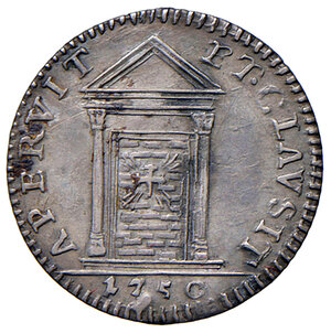 reverse: Benedetto XIV (1740-1758). Roma. Mezzo grosso anno santo 1750/XI AG gr. 0,46. Muntoni 140. Berman 2765. MIR 2584/1. Raro. q.SPL 