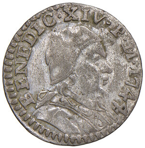 obverse: Benedetto XIV (1740-1758). Bologna. Muraiola da 2 bolognini 1744 MI gr. 1,33. Muntoni 235a. Berman 2820. Chimienti 912. MIR 2641/2. Molto rara. BB 