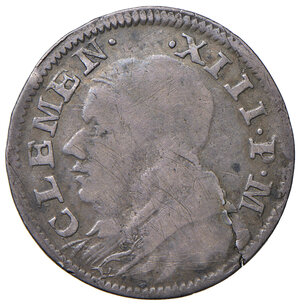 obverse: Clemente XIII (1758-1769). Bologna. Bianco da 12 bolognini 1766 AG gr. 3,20. Muntoni 43f. Berman 2915. Chimienti 953. MIR 2723/9.  Rarissimo. Frattura del tondello e graffietti, altrimenti q.BB 