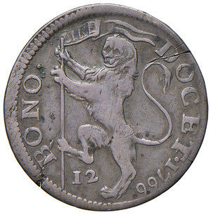 reverse: Clemente XIII (1758-1769). Bologna. Bianco da 12 bolognini 1766 AG gr. 3,20. Muntoni 43f. Berman 2915. Chimienti 953. MIR 2723/9.  Rarissimo. Frattura del tondello e graffietti, altrimenti q.BB 