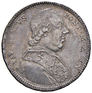 obverse: Pio VI (1775-1799). Roma. Quinto di scudo 1783 anno IX AG gr. 5,29. Muntoni 40. Berman 2965. MIR 2770/18. q.SPL 