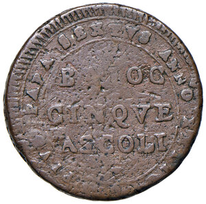 obverse: Pio VI (1775-1799). Ascoli. Madonnina da 5 baiocchi 1797 anno XXIII CU gr. 18,44. Muntoni 151. Berman 3007. MIR 2889/1. Molto rara. MB 