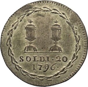 reverse: Mantova, Assedio Francese (1796-1797), Lira 1796, Rara MIR-770 Mi 25 mm 3,22 g, BB-SPL
				