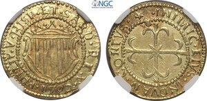 obverse: Cagliari, Filippo V (1700-1719) King of Spain, Scudo d oro 1702, MIR-93/2 Fr-145 Au 22,5 mm 3,2 g, in Slab NGC MS62
				