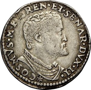 obverse: Firenze, Cosimo I dè Medici (1537-1574), Testone 1567, Rara MIR-151/1 Ag 30 mm 9,09 g, bel BB
				