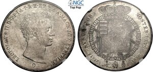 obverse: Firenze, Leopoldo II di Lorena (1824-1859), Francescone da 10 Paoli 1830, RRR Gig-14 Ag 41 mm 27,5 g, moneta introvabile in questa eccezionale conservazione, in Slab NGC MS64 Top Pop! (cert. 6647133014)
				