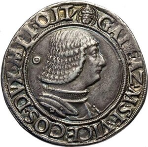 obverse: Milano, Galeazzo Maria Sforza (1468-1476), Testone, MIR-201/2 Ag 29 mm 9,59 g, BB-SPL
				