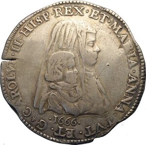 obverse: Milano, Carlo II Reggenza della madre Maria Anna d Austria (1665-1675), Filippo 1666, Ag 42 mm 27,49 g, BB-SPL
				