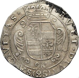 obverse: Modena, Francesco I d Este (1629-1658), da 28 Bolognini per il Levante, Rara MIR-763 Ag 42 mm 17,87 g, ossidazioni marginali, SPL
				