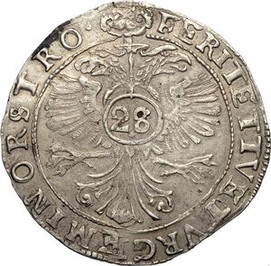 reverse: Modena, Francesco I d Este (1629-1658), da 28 Bolognini per il Levante, Rara MIR-763 Ag 42 mm 17,87 g, ossidazioni marginali, SPL
				