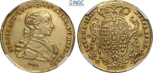 obverse: Napoli, Ferdinando IV di Borbone (1759-1816), Oncia napoletana da 6 Ducati 1766-DeG, MIR-352/13, P/R-9a, Au 26,5 mm 8,80 g, bello SPL, in Slab NGC AU58
				