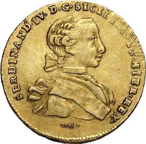 obverse: Napoli, Ferdinando IV di Borbone (1759-1816), Oncia napoletana da 6 Ducati 1767, Au 26,5 mm 8,83 g, BB-SPL
				