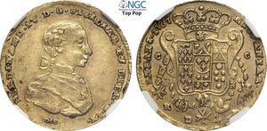 obverse: Napoli, Ferdinando IV di Borbone (1759-1816), Doppia napoletana da 4 Ducati 1767, Rara Au 24,8 mm 5,89 g, bella qualità per il nominale, in Slab NGC AU55 Top Pop! (cert. 6643292002)
				