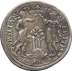 reverse: Parma, Ranuccio I Farnese (1592-1622), Ducatone 1616, Rara Ag 44 mm 31,1 g, BB
				