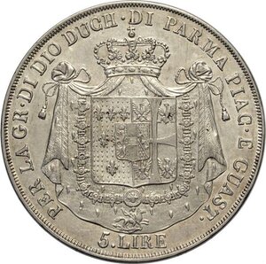 reverse: Parma, Maria Luigia d Austria (1815-1847), 5 Lire 1815, Ag 37,5 mm, fondi lucenti, SPL
				