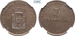 obverse: Parma, Maria Luigia d Austria (1815-1847), 3 Centesimi 1830, RR Cu 23 mm, in Slab NGC MS63 BN
				