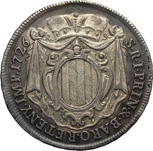 reverse: Retegno, Antonio Tolomeo Gallio/Trivulzio (1708-1767), Mezzo Tallero 1726, RR Ag 34,5 mm, BB-SPL
				