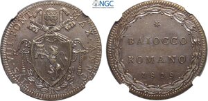 obverse: Roma, Pio VII (1800-1823), Baiocco 1829-I, Rara Cu 38 mm, in Slab NGC MS64
				