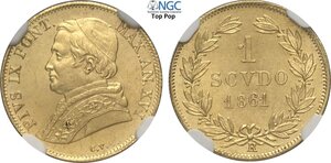 obverse: Roma, Pio IX (1846-1870), Scudo d oro 1861-XVI, Au 16,3 mm, in Slab NGC MS65 Top Pop! (cert. 8234062005)
				