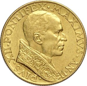 obverse: Città del Vaticano, Pio XII (1939-1958), 100 Lire 1940, Tiratura: 2000, Rara Au 20,7 mm 5,19 g. SPL
				