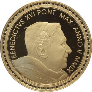 obverse: Città del Vaticano, Benedetto XVI (2005-2013), 100 Euro 2009, Tiratura: 998, Au (.917) 35 mm 30 g. In box originale con certificato, Proof
				