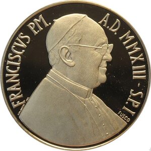 obverse: Città del Vaticano, Francesco (2013-), 100 Euro 2013, Tiratura: 999, Au (.917) 35 mm 30 g. In box originale con certificato, Proof
				