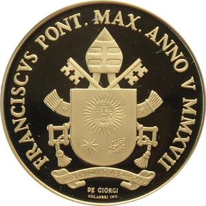 obverse: Città del Vaticano, Francesco (2013-), 100 Euro 2017, Tiratura: 799, Au (.917) 35 mm 30 g. In box originale con certificato, Proof
				