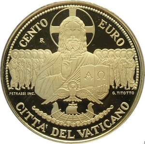 reverse: Città del Vaticano, Francesco (2013-), 100 Euro 2020, Tiratura: 799, Au (.917) 35 mm 30 g. In box originale con certificato, Proof
				