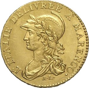 obverse: Torino, Repubblica Subalpina (1800-1802), 20 Franchi (Francs) L AN 9, Rara Au 22 mm, ex asta Varesi 50 lotto 354, SPL-FDC
				