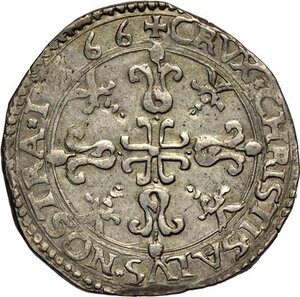 reverse: Casale, Guglielmo Gonzaga Reggenza della madre Margherita (1550-1566), Bianco 1566, MIR-259 Ag 26,5 mm 5,07 g, SPL
				