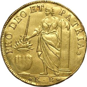 reverse: Venezia, Paolo Renier (1779-1789), Osella in oro da 4 Zecchini 1780-II, RRR Au 33 mm 13,70 g, traccia di appiccagnolo altrimenti q.SPL
				