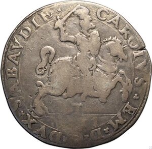 obverse: Savoia, Carlo Emanuele I (1580-1630), Tallero 1581-T, RRR MIR-596c Ag 41,5 mm 27,52 g, MB
				