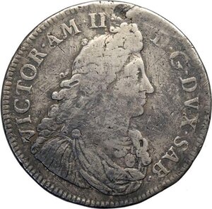 obverse: Savoia, Vittorio Amedeo II (1680-1713), Scudo Bianco 1690, RRR Ag 42 mm 26,66 g, MB+
				