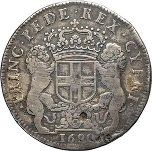 reverse: Savoia, Vittorio Amedeo II (1680-1713), Scudo Bianco 1690, RRR Ag 42 mm 26,66 g, MB+
				