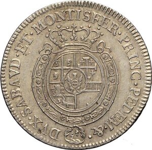 reverse: Savoia, Vittorio Amedeo III (1773-1796), Mezzo Scudo da 3 Lire 1775, RR Ag 38 mm 17,54 g, BB-SPL
				