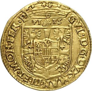 obverse: Mantova, Guglielmo Gonzaga (1566-1587), Scudo del Sole, variante con stemma di Mantova/Casale, RRRR MIR-504/1 Au 27 mm 3,28 g, di rara apparizione sul mercato, BB-SPL
				