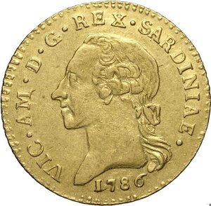 obverse: Savoia, Vittorio Amedeo III (1773-1796), Doppia 1786, Rara Au 26 mm 9,08 g, BB-SPL
				