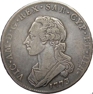 obverse: Savoia, Vittorio Amedeo III (1773-1796), Scudo da 6 Lire 1773, RRR Ag 44 mm 34,65 g, BB
				