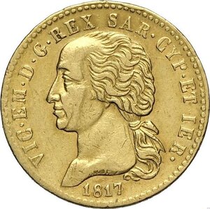 obverse: Savoia, Vittorio Emanuele I (1802-1821), 20 Lire 1817, Rara Au 21 mm 6,40 g, BB
				