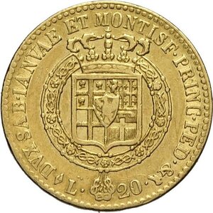 reverse: Savoia, Vittorio Emanuele I (1802-1821), 20 Lire 1817, Rara Au 21 mm 6,40 g, BB
				