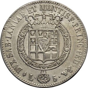 reverse: Savoia, Vittorio Emanuele I (1802-1821), 5 Lire 1820, Rara Ag 37 mm, BB+
				