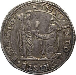 obverse: Mantova, Guglielmo Gonzaga (1566-1587), Testone, RR MIR-510 Ag 31 mm 9,01 g, bella patina e buon BB
				