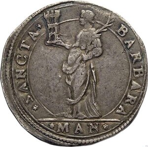 reverse: Mantova, Guglielmo Gonzaga (1566-1587), Testone, RR MIR-510 Ag 31 mm 9,01 g, bella patina e buon BB
				