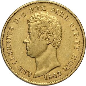 obverse: Savoia, Carlo Alberto (1831-1849), 20 Lire 1842 Torino, non comune Au 21 mm 6,42 g, buon BB
				