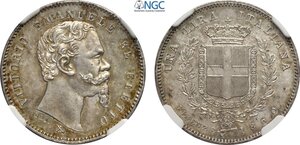 obverse: Savoia, Vittorio Emanuele II Eletto (1859-1861), Lira 1860 Firenze, Gig-13 Ag 23 mm, in Slab NGC MS64
				