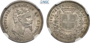 obverse: Savoia, Vittorio Emanuele II Eletto (1859-1861), 50 Centesimi 1860 Firenze, Ag 18 mm 2,5 g, in Slab NGC MS65
				