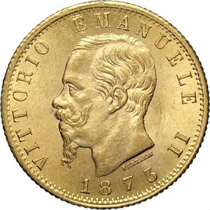 obverse: Regno d Italia, Vittorio Emanuele II (1861-1878), 20 Lire 1873 Milano, Au 21 mm 6,45 g, di gran freschezza e conservazione, q.FDC-FDC
				