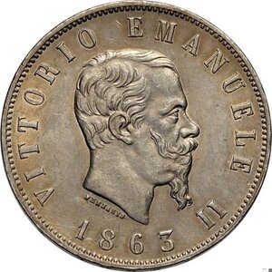 obverse: Regno d Italia, Vittorio Emanuele II (1861-1878), 2 Lire 1863 Napoli 